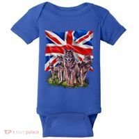 Wolf Family With Union Jack Flag Gift Baby Bodysuit thumb 0