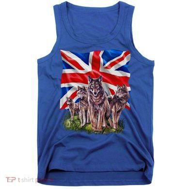 Wolf Family With Union Jack Flag Gift Tank Top