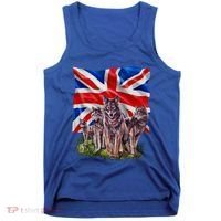 Wolf Family With Union Jack Flag Gift Tank Top thumb 0