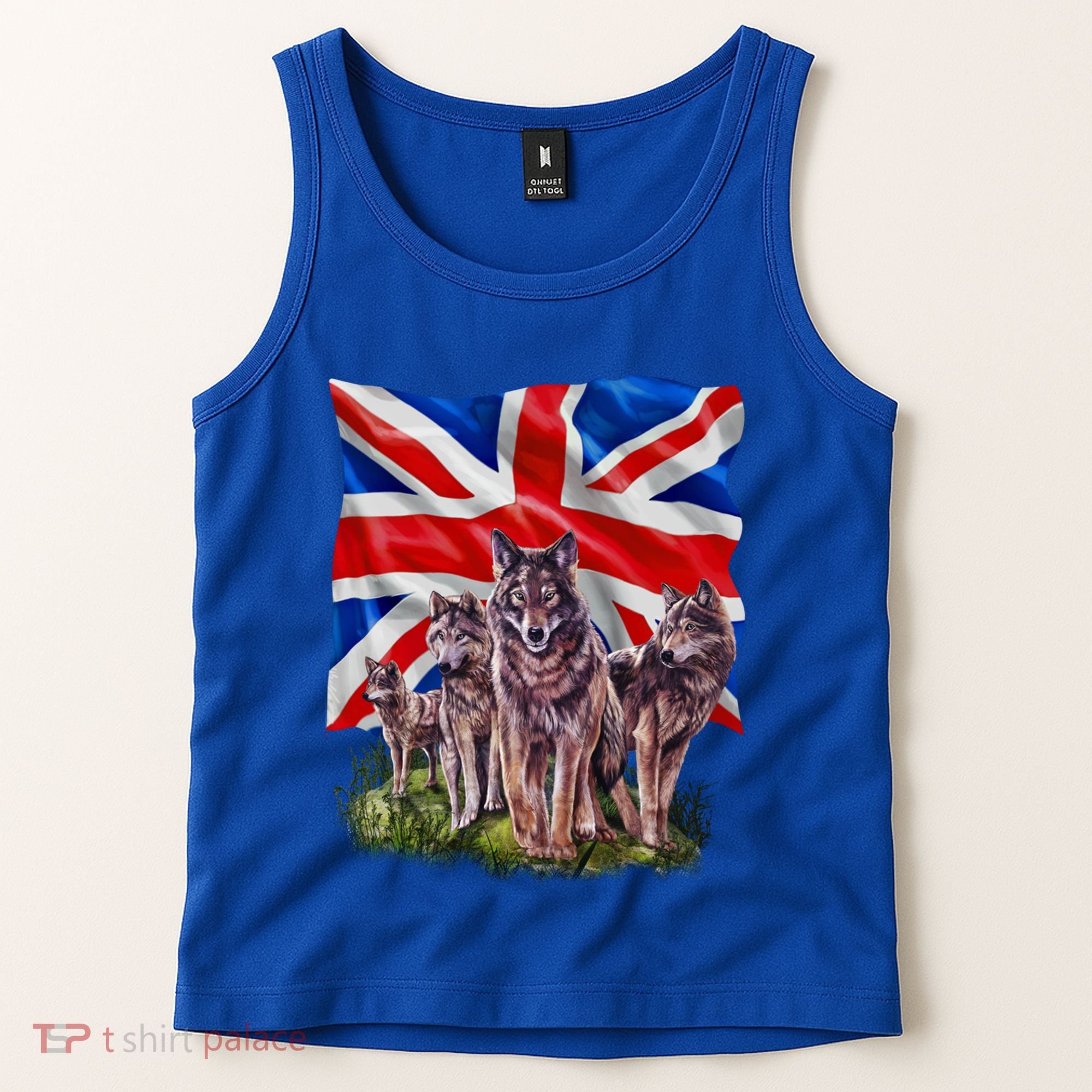 Wolf Family With Union Jack Flag Gift Tank Top