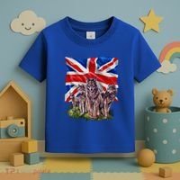 Wolf Family With Union Jack Flag Gift Toddler T-Shirt thumb 3