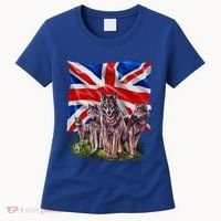 Wolf Family With Union Jack Flag Gift Women's T-Shirt thumb 0
