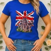 Wolf Family With Union Jack Flag Gift Women's T-Shirt thumb 2