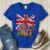 Wolf Family With Union Jack Flag Gift Women's T-Shirt thumb 3