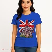 Wolf Family With Union Jack Flag Gift Women's T-Shirt thumb 4