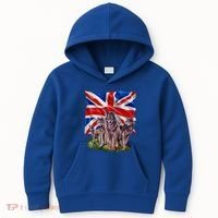 Wolf Family With Union Jack Flag Gift Kids Hoodie thumb 0