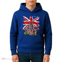 Wolf Family With Union Jack Flag Gift Kids Hoodie thumb 4