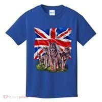 Wolf Family With Union Jack Flag Gift Kids T-Shirt thumb 0