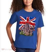 Wolf Family With Union Jack Flag Gift Kids T-Shirt thumb 2