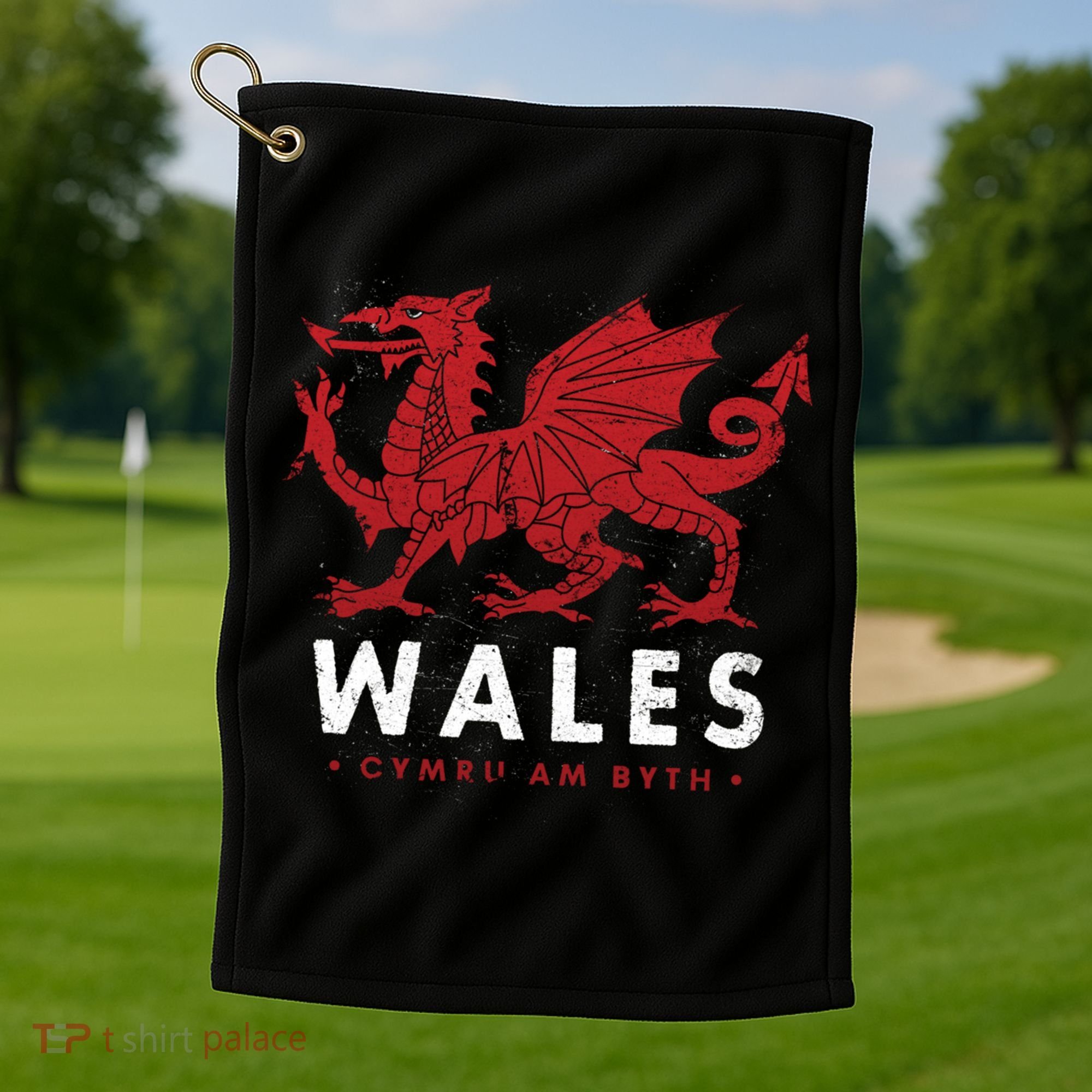 Wales Flag Welsh Dragon Baner Cymru Am Byth Welsh Gift Golf Towel