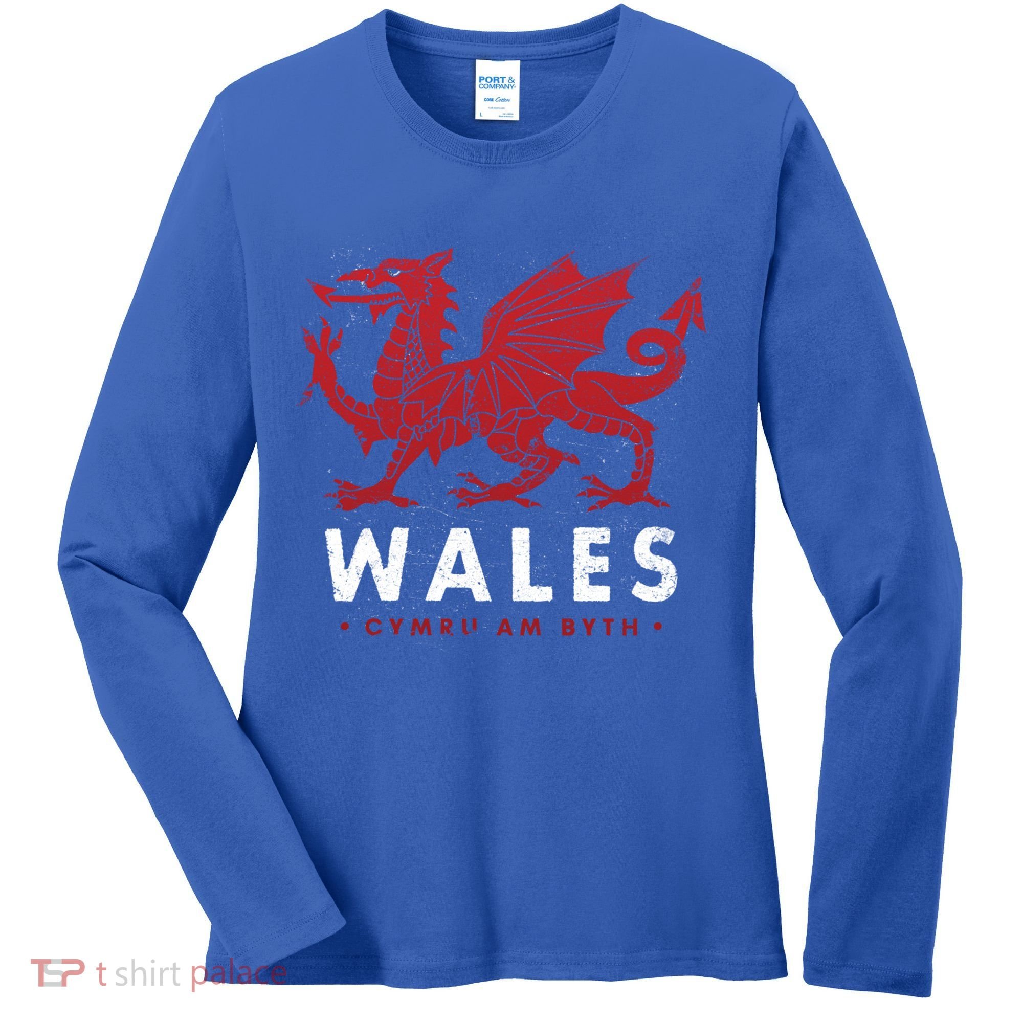 Wales Flag Welsh Dragon Baner Cymru Am Byth Welsh Gift Women's Long Sleeve Shirt