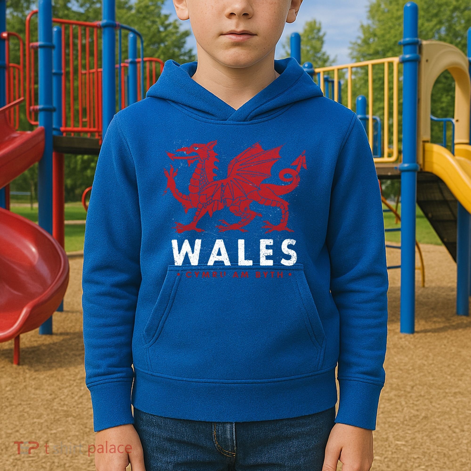 Wales Flag Welsh Dragon Baner Cymru Am Byth Welsh Gift Kids Hoodie