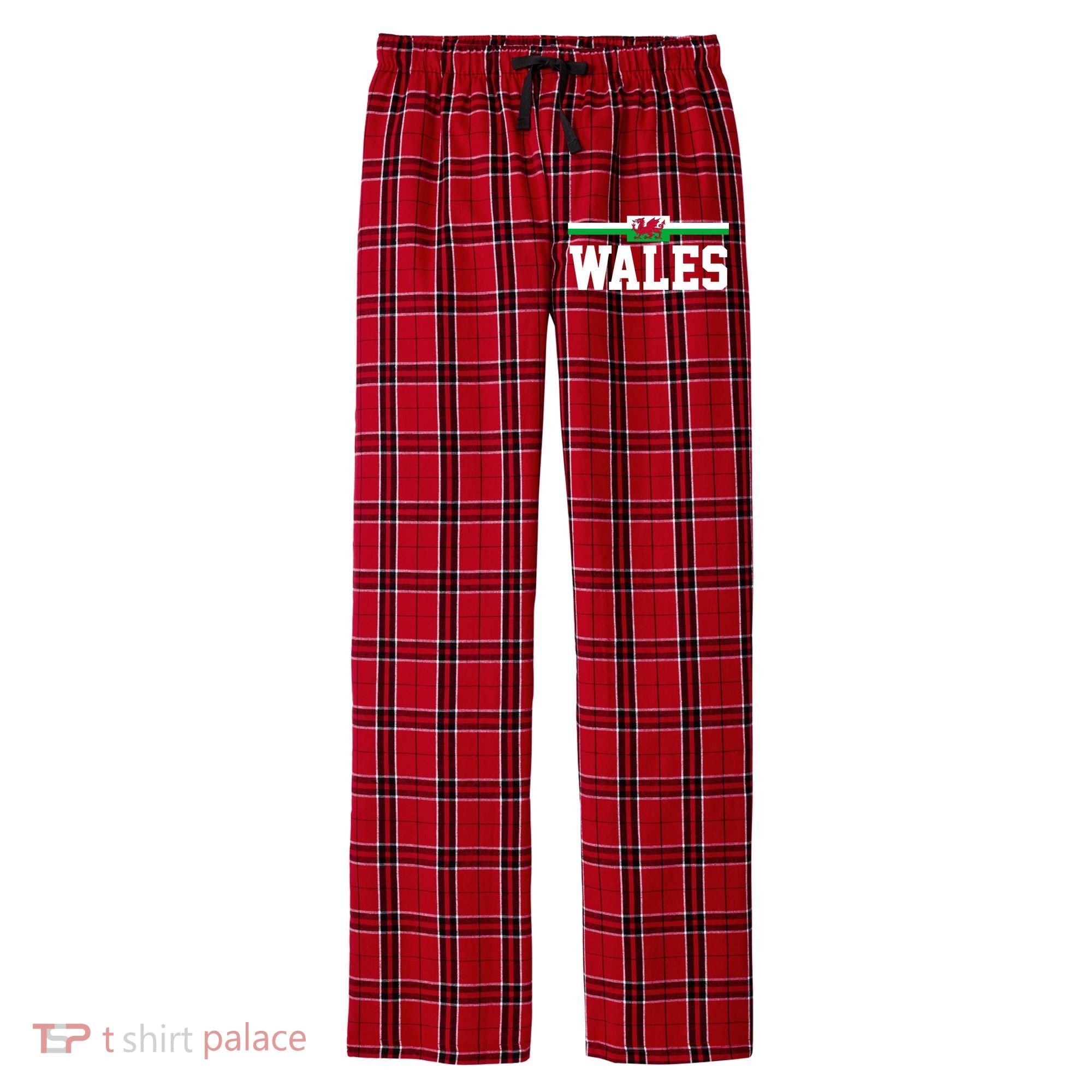 Wales Flag Welsh Gift Men's Flannel Plaid Pajama Pants