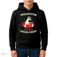 Whatever Floats Your Goat Summer Float Trip River Tubing Kids Hoodie thumb 4