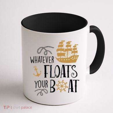 Whatever Floats Your Boat Funny Pirate Ship Coffee Mug back