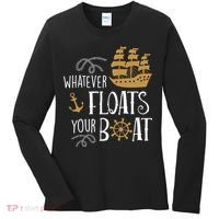 Whatever Floats Your Boat Funny Pirate Ship Women's Long Sleeve Shirt thumb 0