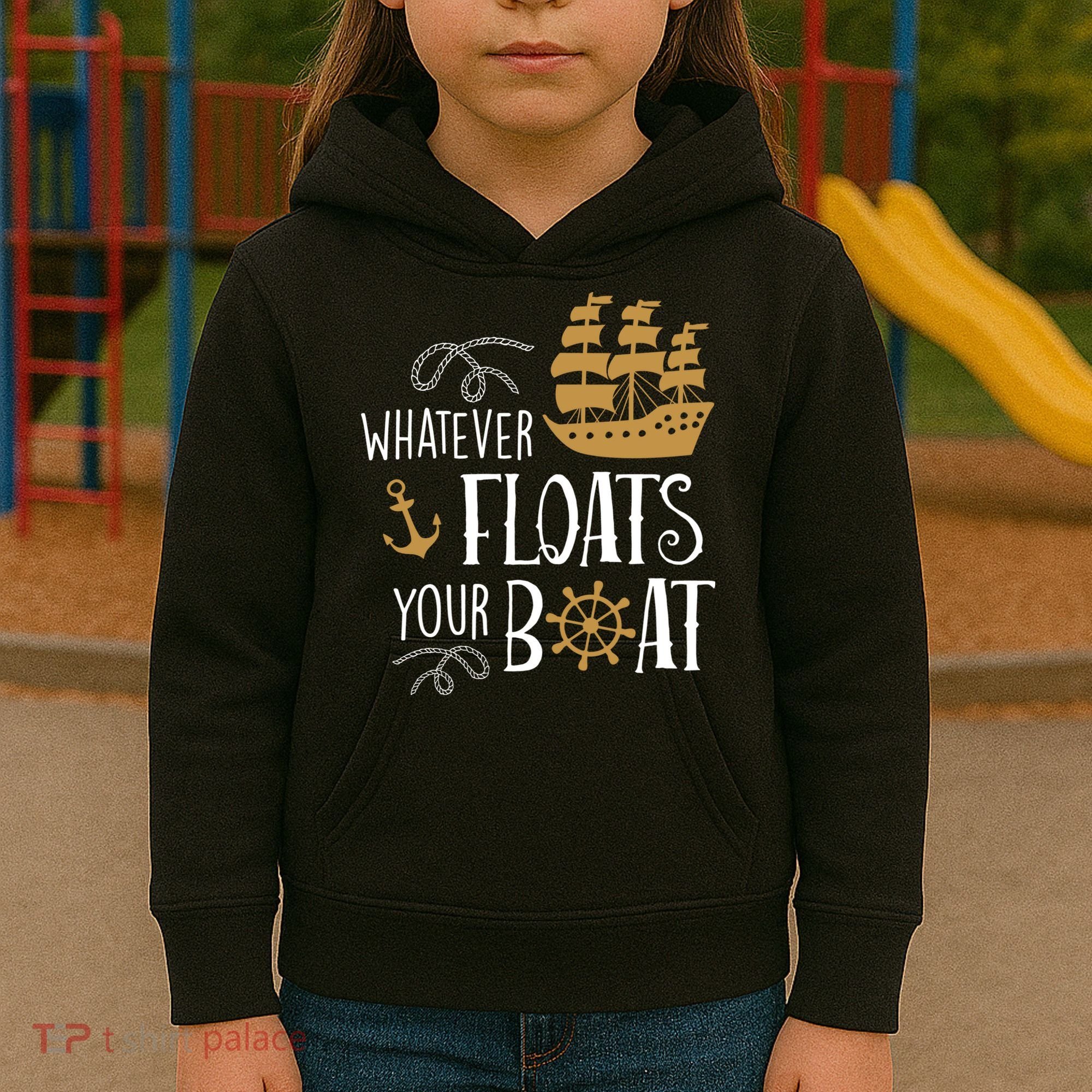 Whatever Floats Your Boat Funny Pirate Ship Kids Hoodie