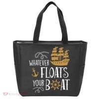 Whatever Floats Your Boat Funny Pirate Ship Tote Bag thumb 0