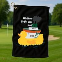 Whatever Floats Your Boat Funny Floaty Duck Golf Towel thumb 1