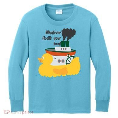 Whatever Floats Your Boat Funny Floaty Duck Kids Long Sleeve Shirt