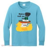 Whatever Floats Your Boat Funny Floaty Duck Kids Long Sleeve Shirt thumb 0