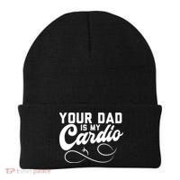 Womens Funny Your Dad Is My Cardio Beanie thumb 0