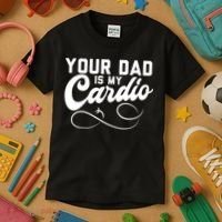 Womens Funny Your Dad Is My Cardio Kids T-Shirt thumb 3