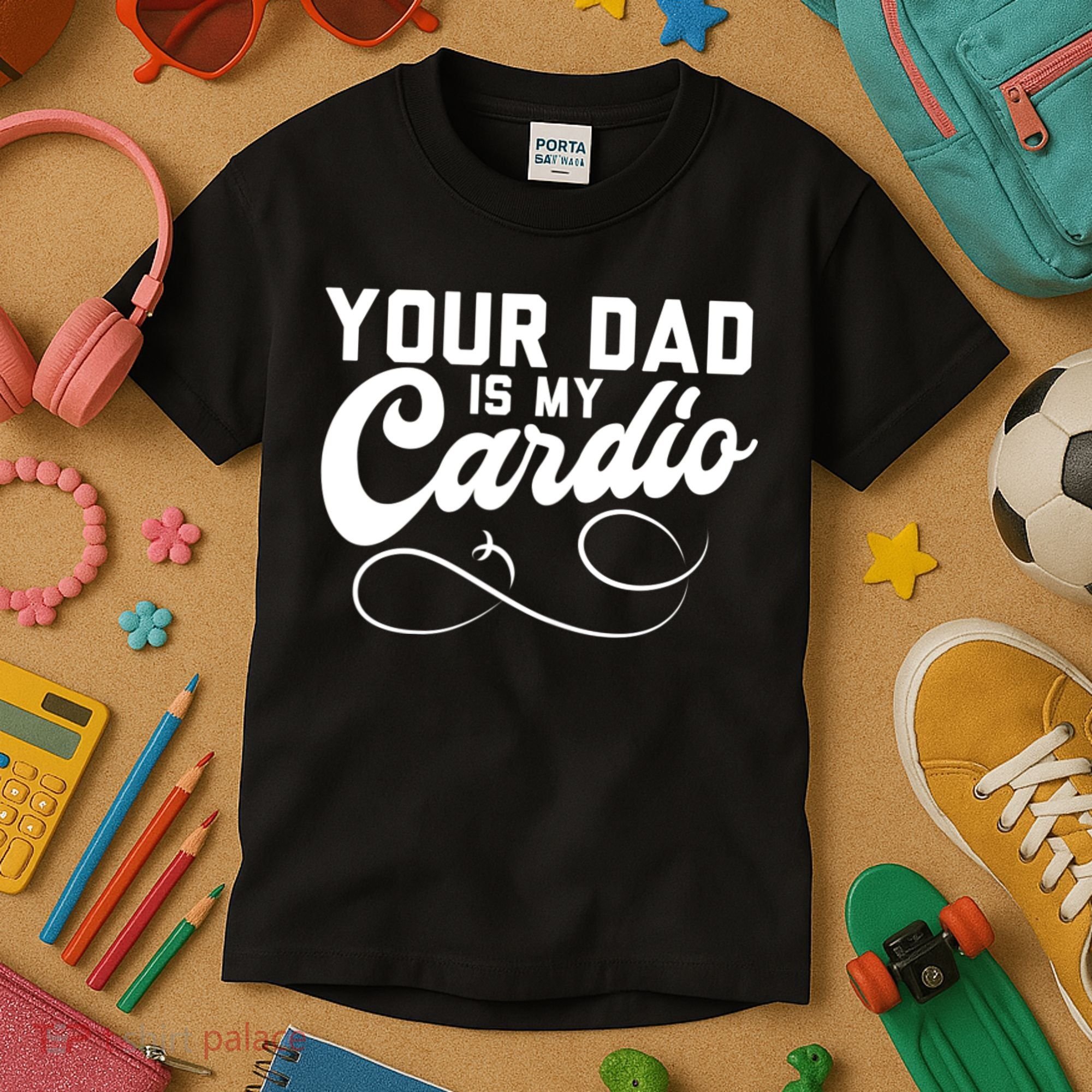Womens Funny Your Dad Is My Cardio Kids T-Shirt