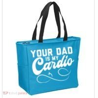 Womens Funny Your Dad Is My Cardio Tote Bag thumb 2