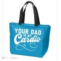 Womens Funny Your Dad Is My Cardio Tote Bag thumb 3