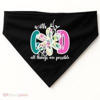 With God All Things Are Possible Floral Faith USA-Made Doggie Bandana thumb 0