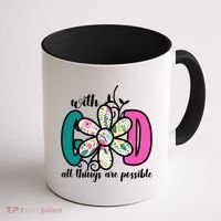 With God All Things Are Possible Floral Faith Coffee Mug thumb 1