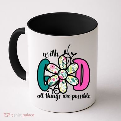With God All Things Are Possible Floral Faith Coffee Mug