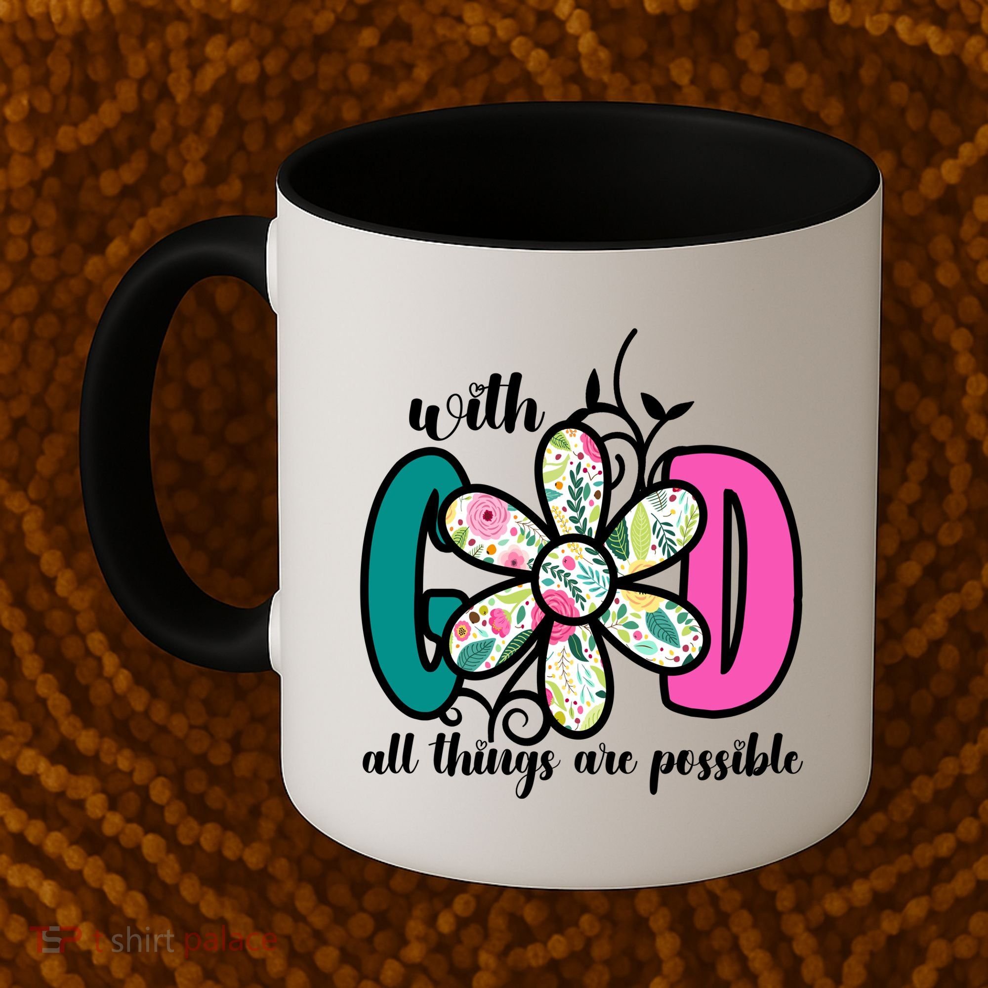 With God All Things Are Possible Floral Faith Coffee Mug