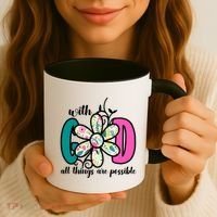 With God All Things Are Possible Floral Faith Coffee Mug thumb 3