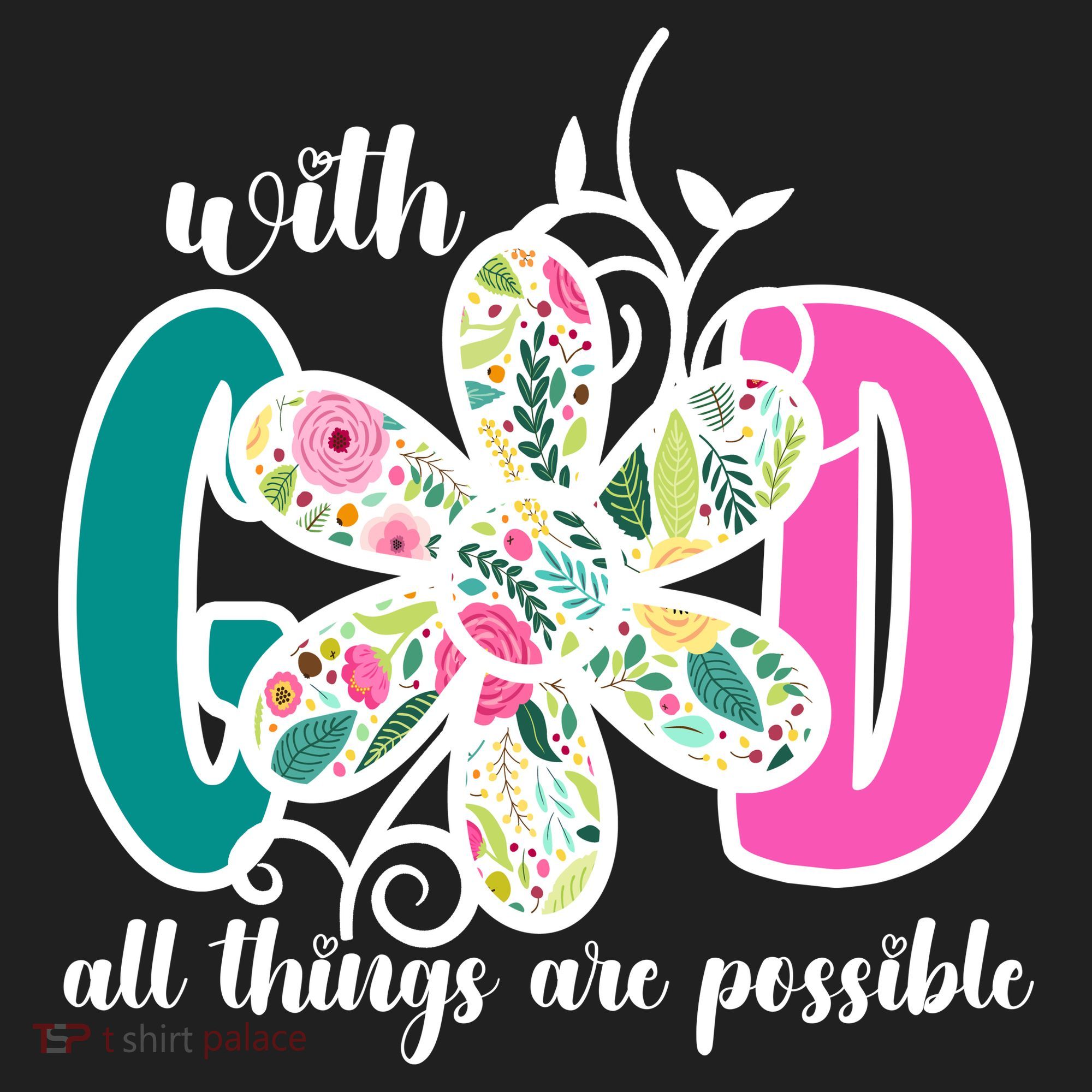 With God All Things Are Possible Floral Faith Beanie