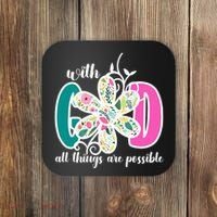 With God All Things Are Possible Floral Faith Coaster thumb 0