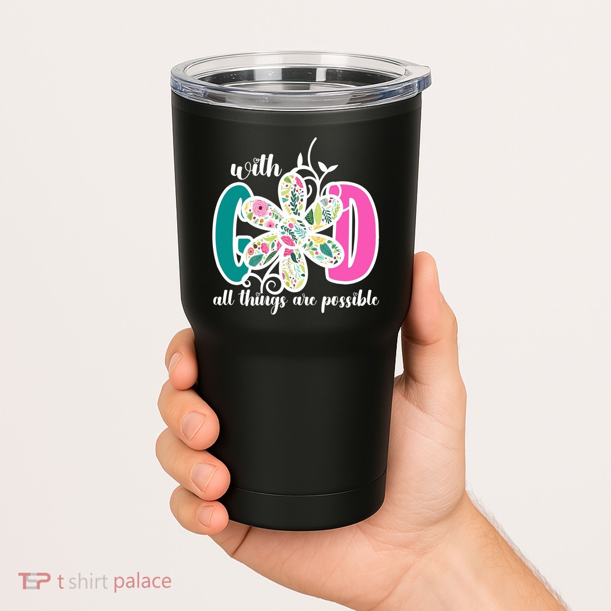With God All Things Are Possible Floral Faith Tumbler