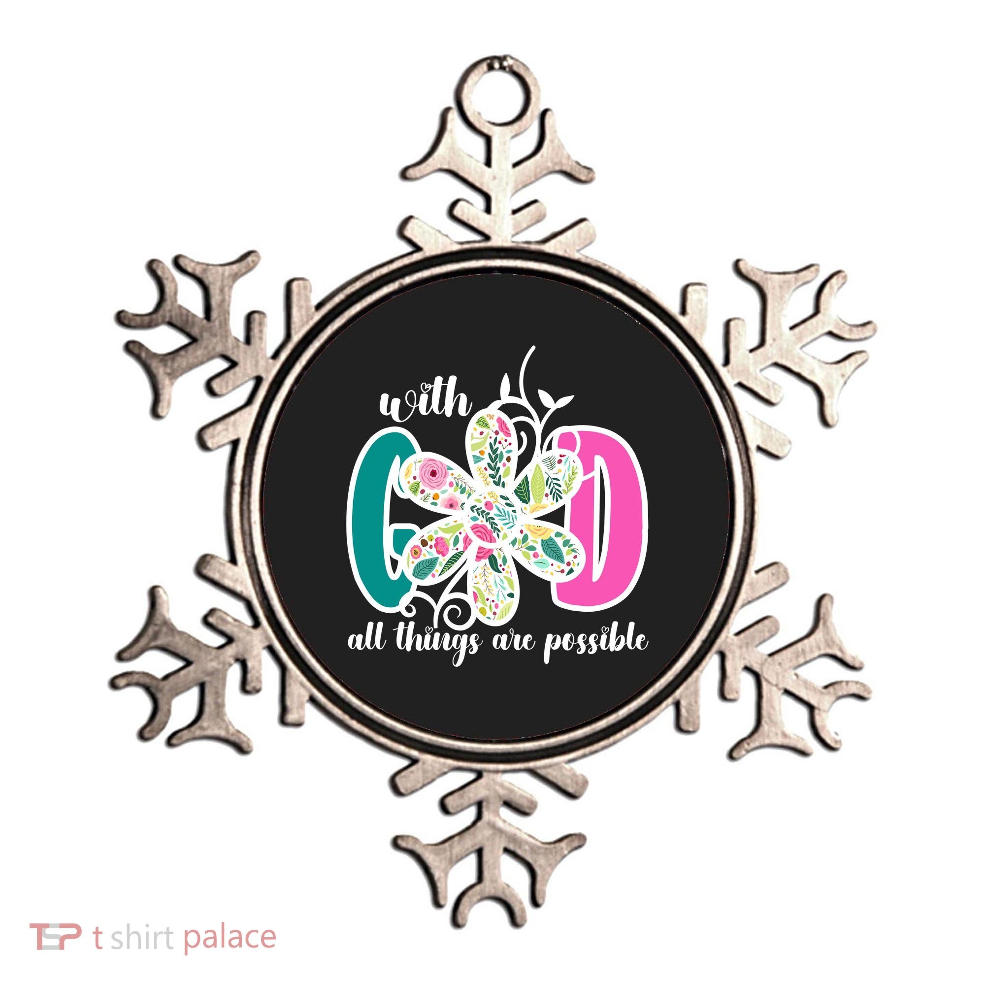 With God All Things Are Possible Floral Faith Ornament