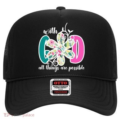 With God All Things Are Possible Floral Faith Hat