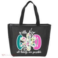 With God All Things Are Possible Floral Faith Tote Bag thumb 0