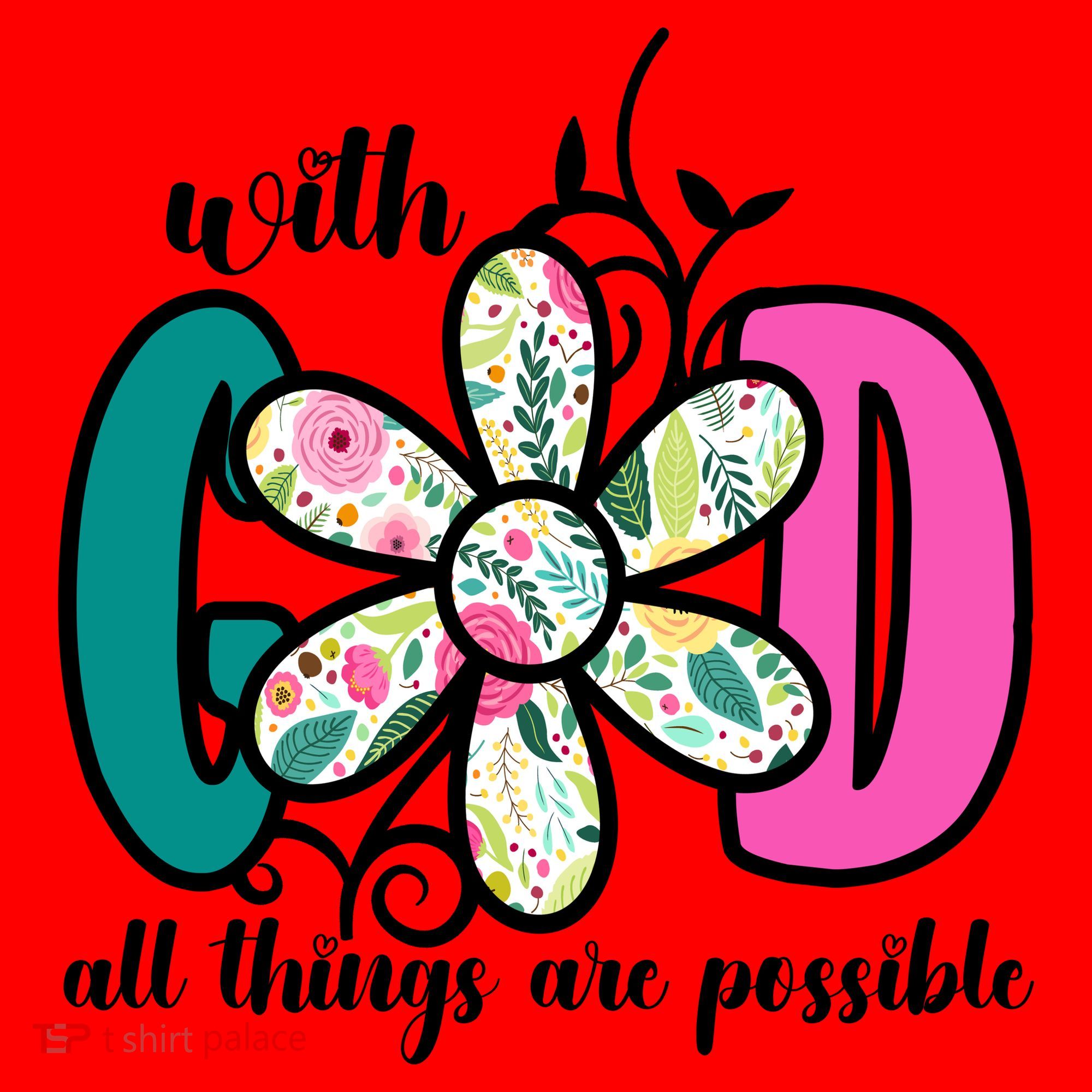 With God All Things Are Possible Floral Faith Santa Hat