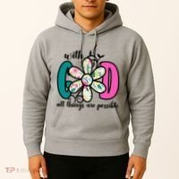 With God All Things Are Possible Floral Faith Hoodie thumb 2