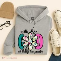 With God All Things Are Possible Floral Faith Hoodie thumb 4