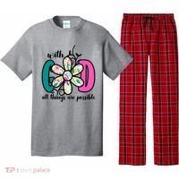 With God All Things Are Possible Floral Faith Pajama Set thumb 0