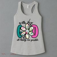 With God All Things Are Possible Floral Faith Women's Tank Top thumb 3
