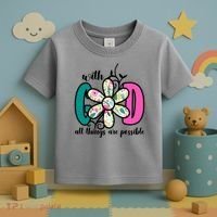 With God All Things Are Possible Floral Faith Toddler T-Shirt thumb 3