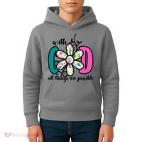 With God All Things Are Possible Floral Faith Kids Hoodie thumb 4