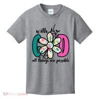 With God All Things Are Possible Floral Faith Kids T-Shirt thumb 0