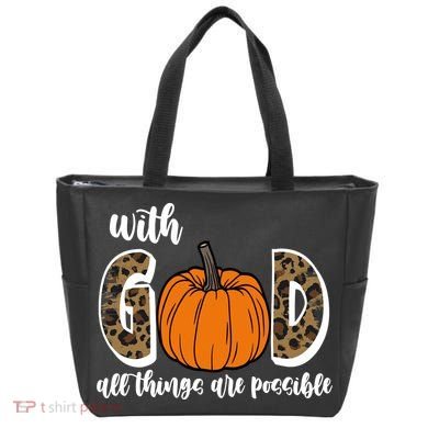 With God All Things Are Possible Fall Pumpkin Tote Bag